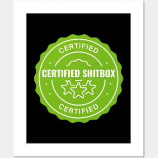 Certified Shitbox - Green Label With Stars And White Text Circle Design Posters and Art